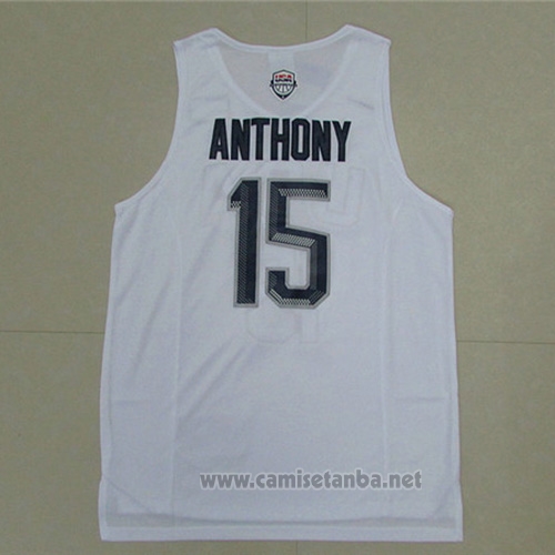 Camiseta USA 2016 Carmelo Anthony #15 Blanco